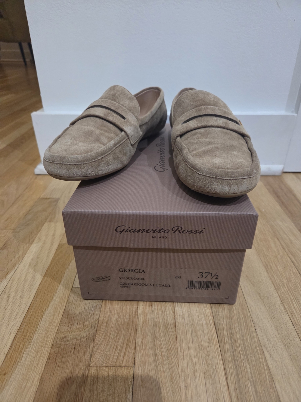 Gianvito Rossi Giorgia suede loafers, camel